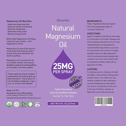 Pure Magnesium Oil Spray for Feet,Ideal Gift for Sleep & Muscle Relaxation,Better Sleep,Rapid Absorption,Quick Drying Without Residue-Lavender