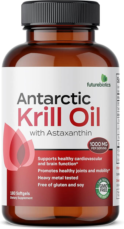 Futurebiotics Antarctic Krill Oil 1000mg Omega-3s EPA, 100% Pure 180 Softgels (90 Servings)