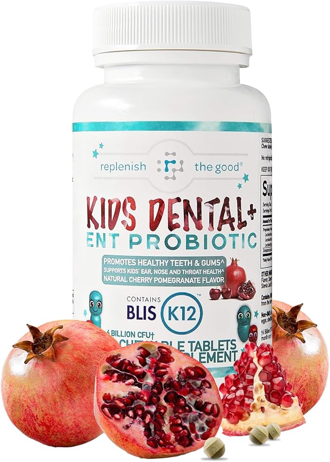 Children's Probiotics, 60 Cherry-Pomegranate Chewables - Easy to Swallow, Helps Digestive & Immune Support, Oral Probiotics for Healthy Teeth and Gums, Bad Breath & ENT Support