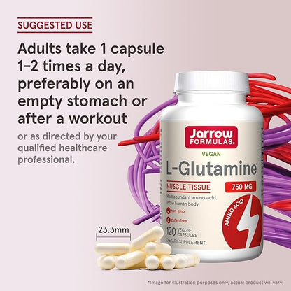 Jarrow Formulas L-Glutamine 750 mg, Dietary 120 Veggie 120 Day