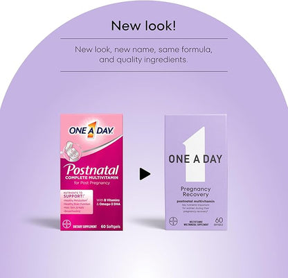ONE A DAY Postnatal Complete Multivitamin Omega-3 DHA, 60 Count