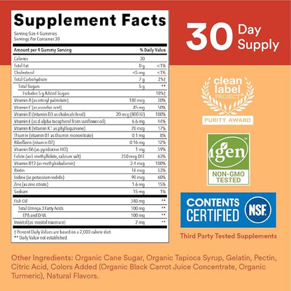 SmartyPants Kids Multivitamin + Fiber & 3 Fish (120 Count) (60 Count)