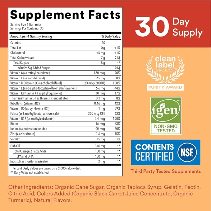 SmartyPants Kids Multivitamin + Fiber & 3 Fish (120 Count) (60 Count)