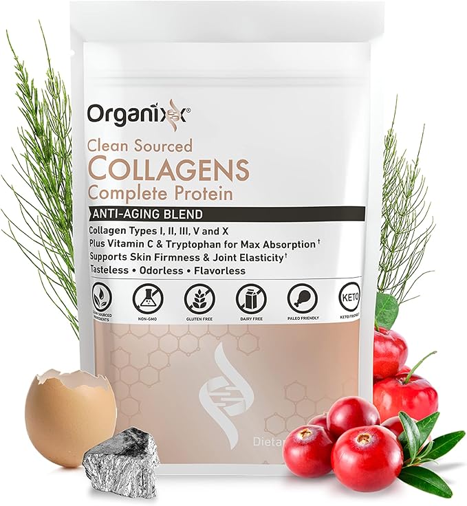 Organixx Clean Sourced Collagen Powder, Hydrolyzed 20 Servings