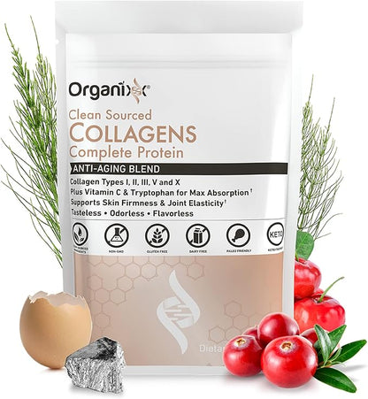 Organixx Clean Sourced Collagen Powder, Hydrolyzed 20 Servings
