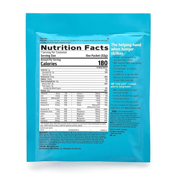 GNC Total Lean Lean Shake 25, 6 Packets, 1)
