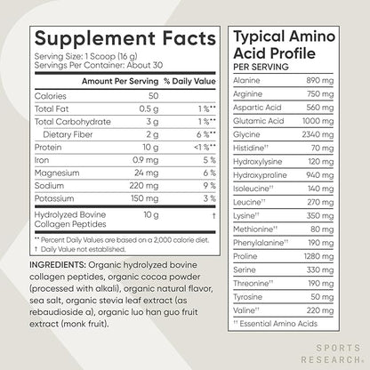 Sports Research® Organic Collagen Powder 30 Servings