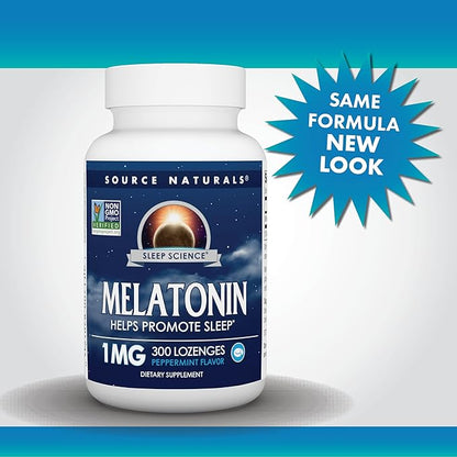 Source Naturals Melatonin Helps Promote Sleep* 1 mg 300 Peppermint