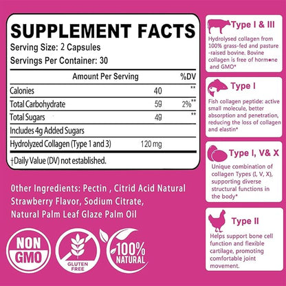 Premium Collagen, Hydrolyzed Collagen Peptides Capsules