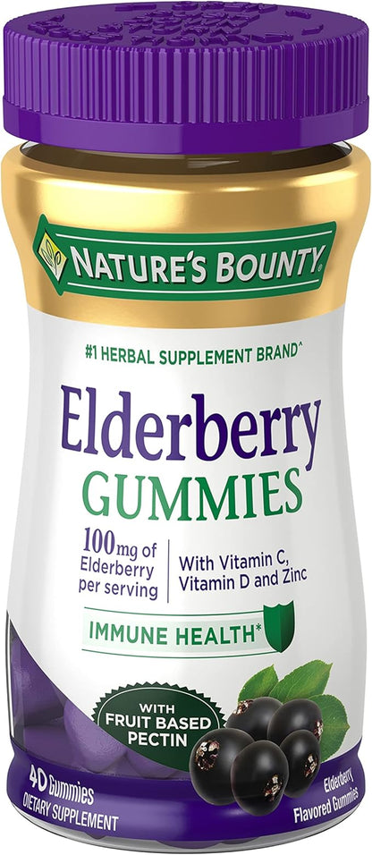 Nature's Bounty Elderberry Gummies, Immune Support, 40 Gummies
