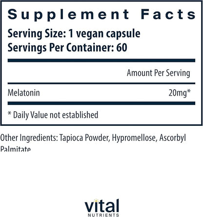 Vital Nutrients Melatonin 20mg 60 Capsules