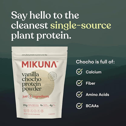 Mikuna Vegan Protein Powder (Vanilla, 15 Servings) - Plant Based Chocho Superfood Protein - Dairy Free Protein Powder Packed with Vitamins, Minerals & Fiber - Gluten, Keto & Lectin-Free