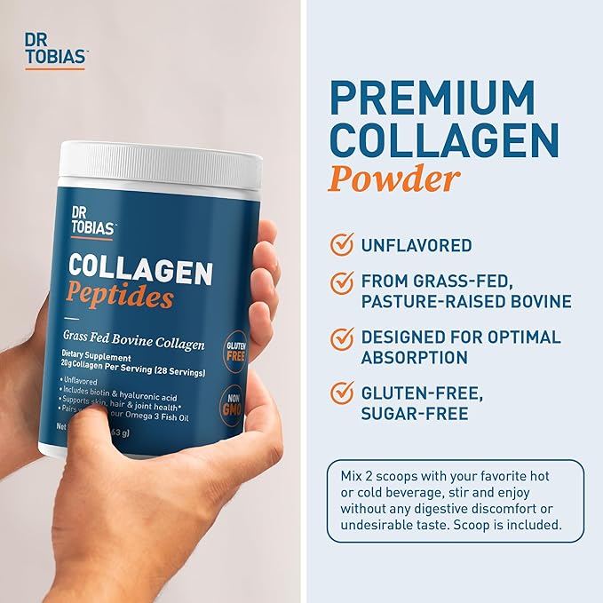 Dr. Tobias Collagen Peptides Powder, Grass 20 OZ, 28 Servings