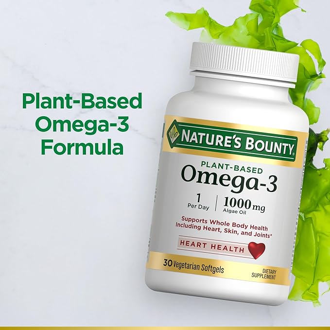 Nature's Bounty Plant-Based Omega-3, Supports Heart, 520mg Omega-3, Omega-3, 30 30 Softgels