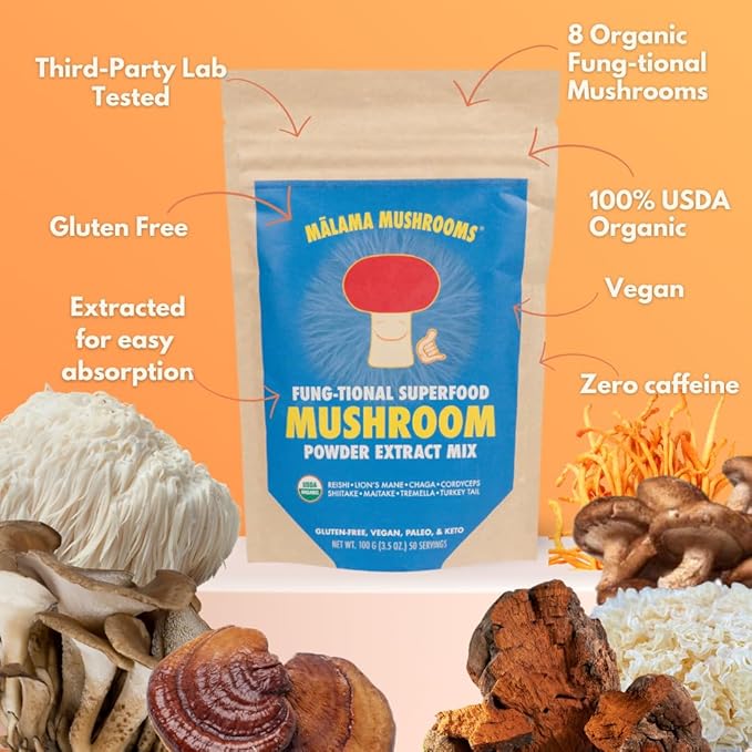 8-Mushroom Extract Powder by Malama, Organic