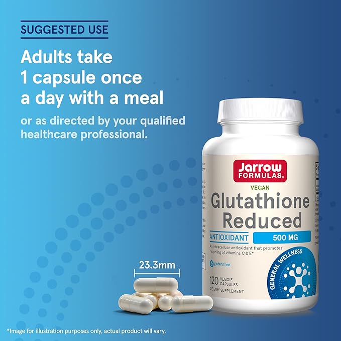 Jarrow Formulas Glutathione Reduced 500 mg- 120 Veggie 12 Packs