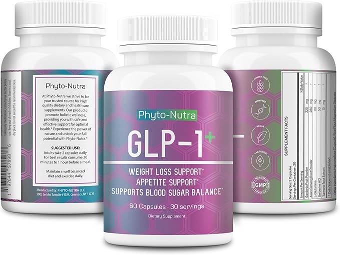 GLP-1 + (60 Capsules 1 Bottle) Vegan, Natural Supplement, Lab Tested, Weight Loss, Satisfy Hunger, Non-GMO, Gluten Free, GLP 1, GLP1