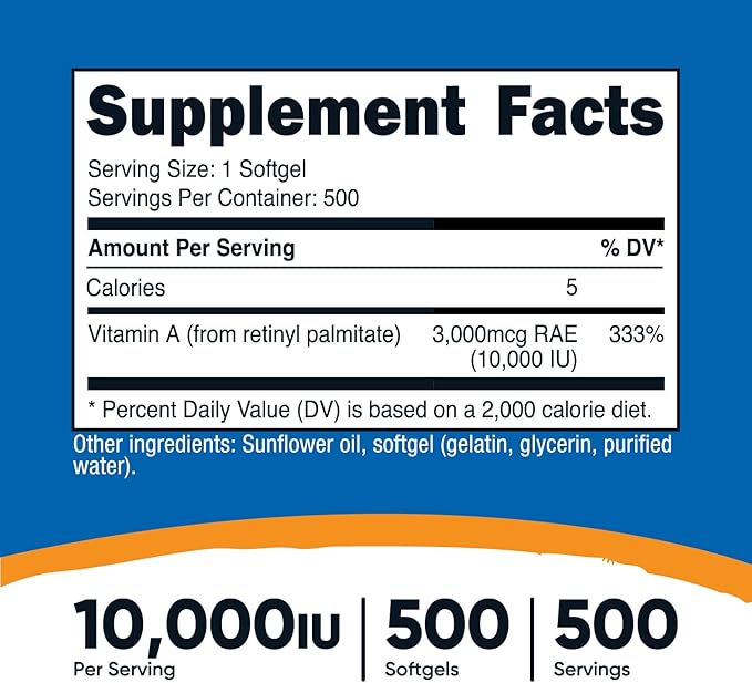 Nutricost Vitamin A 10,000 IU, 500 (3 Bottles)