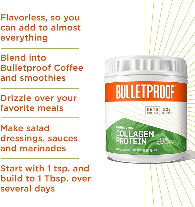 Bulletproof Unflavored Collagen Peptides Powder 14.3 Ounces,