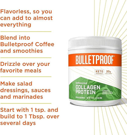 Bulletproof Unflavored Collagen Peptides Powder 14.3 Ounces,