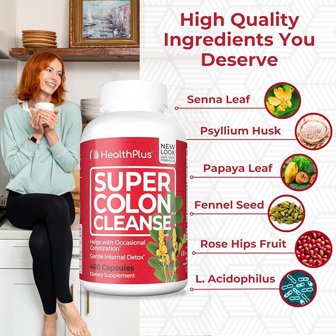 Health Plus Super Colon Cleanse: 10-Day 12 Cleanses, 480 Capsules