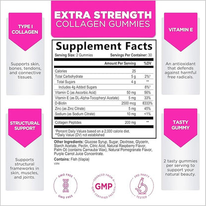Collagen Peptides Gummies for Women & Men 60 Gummies