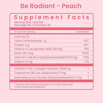 BeMe Liquid Collagen Drink, Be Radiant (Peach) 30 Sachets