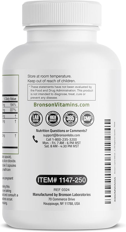 Bronson L-Lysine Defense Immune Support Complex 1500 MG 250 Vegetarian