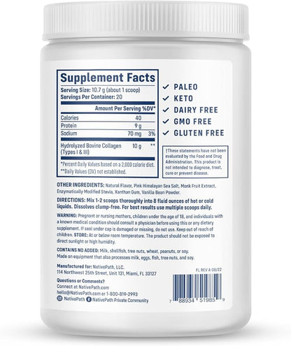 NativePath Collagen Peptides 1 & 3 Collagen. 228g)