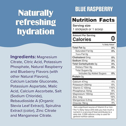 Ultima Replenisher Daily Electrolyte Powder Drink Mix – Blue Raspberry, 20 Stickpacks – Hydration Packets with 6 Electrolytes and Trace Minerals – Keto Friendly, Vegan, Non-GMO and Sugar-Free