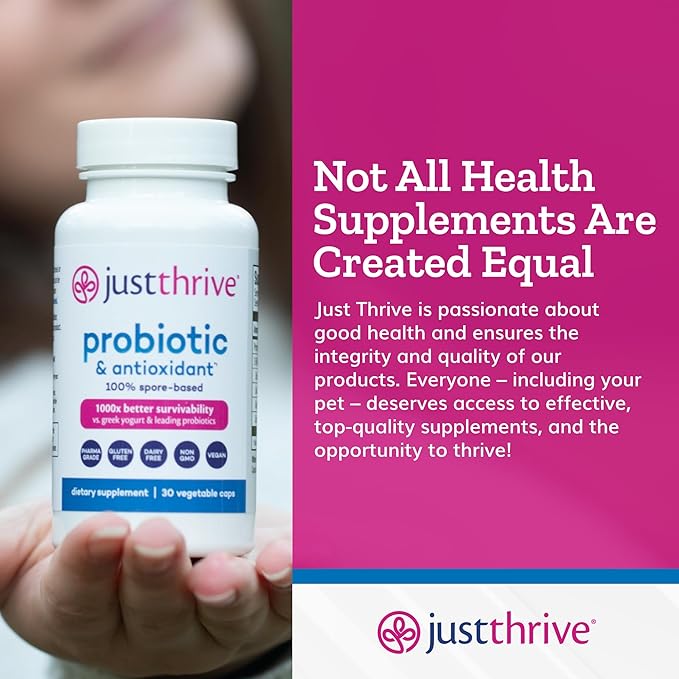 Just Thrive Probiotic & Antioxidant Supplement 100% Spore-Based 30 Caps