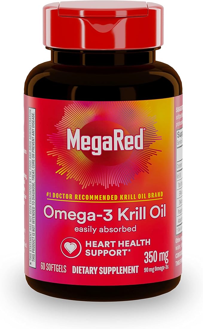 MegaRed Omega-3 Krill Oil 350mg Softgels, (60 Count Omega-3 Fatty