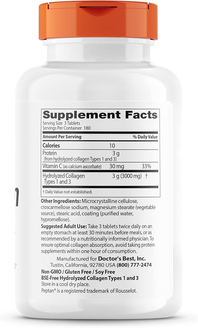 Doctor's Best Collagen Types 1 & 3 with 1000 Mg, 540 Tablets
