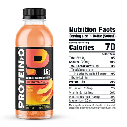 Protein2o 15g Whey Protein Isolate Hydration Drink, 350mg of Electrolytes, Vitamins B5 & B6, Low Sugar, Flavor Fusion Variety Pack, 16.9 oz Bottle (Pack of 12)