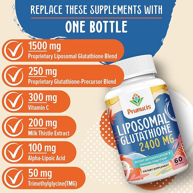 2400MG Liposomal Glutathione, Reduced L-Glutathione, Glutathione 240 Softgels