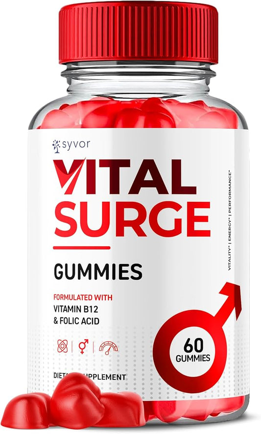 Vital Surge Gummies, Vital Vita Surge Maximum Strength 1000MG Advanced Supplement Gummies, VitalSurge Mens Detox Supplement, Vitasurge Gomitas Delicious Chews with Natural Ingredients (60 Gummies)