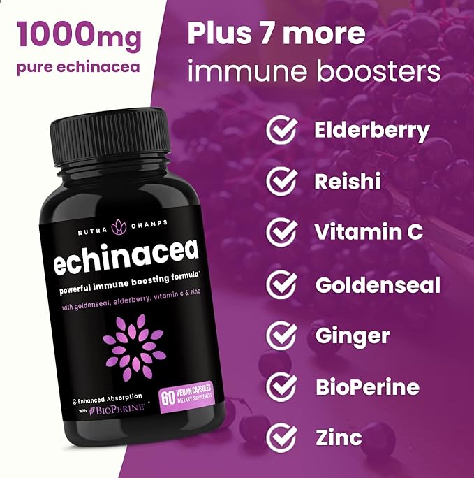 Echinacea Goldenseal 1000mg with Elderberry, Vitamin