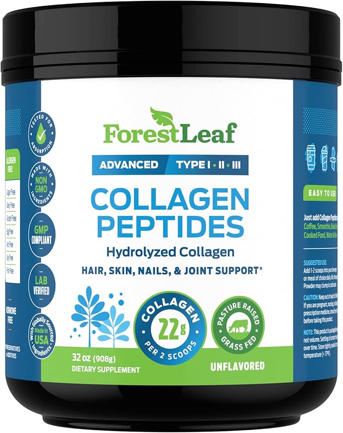 Collagen Peptides Powder Unflavored 1, 2 2 & 3 - 11g Per