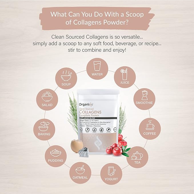 Organixx Clean Sourced Collagen Powder, Hydrolyzed 20 Servings