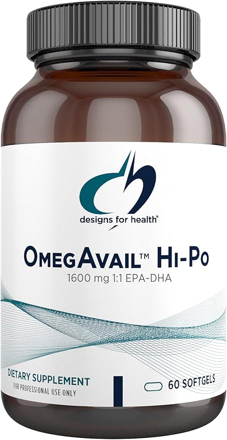 Designs for Health OmegAvail Hi-Po Omega-3 Fish 1600mg EPA/DHA (60 Softgels)
