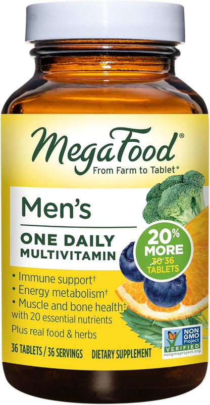 MegaFood Men's One Daily Multivitamin for Men B12, Vitamin B6, Vitamin 36 Tabs