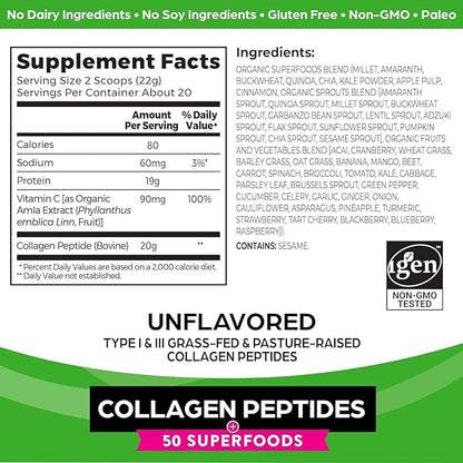 Orgain Hydrolyzed Collagen + Superfoods Powder 1lb and 0.62lb