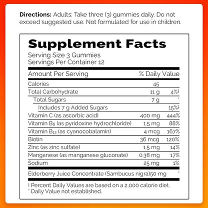 Emergen-C Elderberry Gummies, Elderberry Immune Support 36 Count
