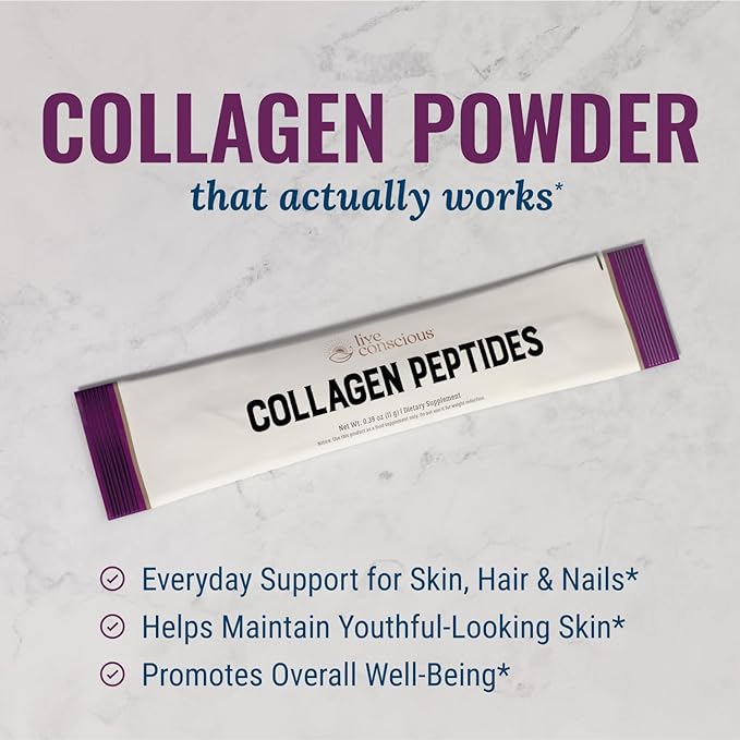 Live Conscious Collagen Peptides Powder Unflavored Packets 20