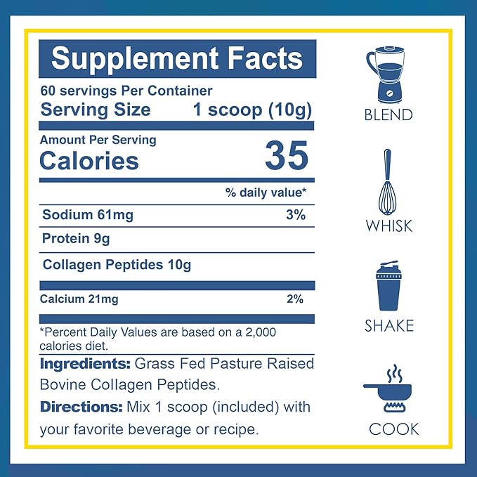 Zammex Premium Collagen Peptides Powder Unflavored,Hydrolyzed Friendly,60 Servings