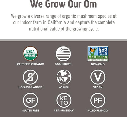 OM MUSHROOM SUPERFOOD Chaga Organic Mushroom Powder, 7.05 Ounce Pouch, 100 Servings, US Grown, Sacred Antioxidants & Immune Support, Superfood Mushroom Supplement