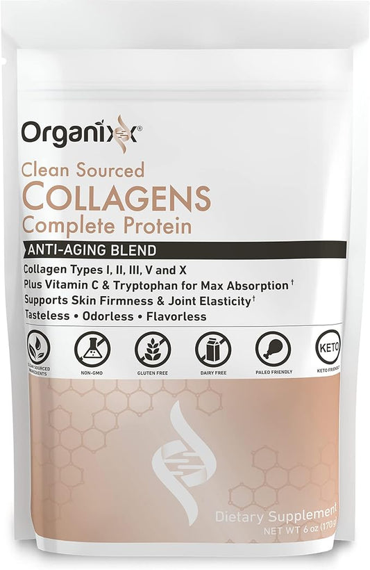 Organixx Clean Sourced Collagen Powder, Hydrolyzed 20 Servings