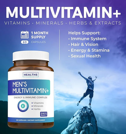Multivitamin for Men (Non-GMO) Daily Mens 60 Capsules