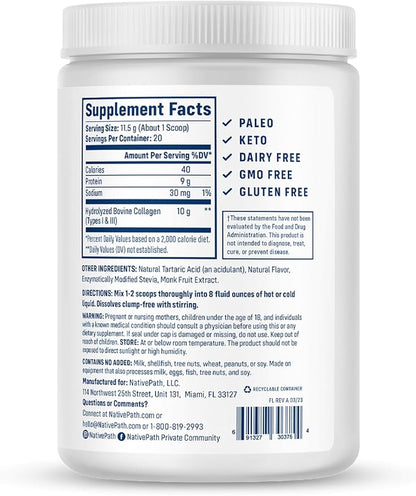 NativePath Collagen Peptides 1 & 3 Collagen. 230g)