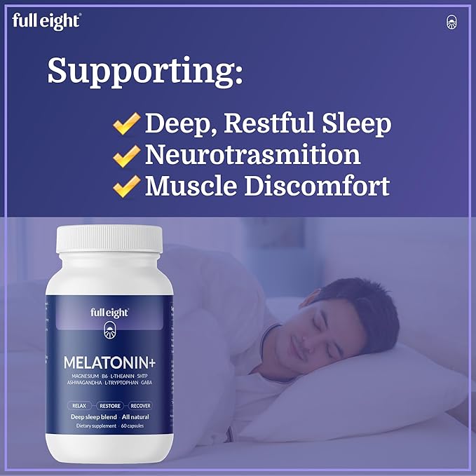 Deep Sleep Melatonin+ Plus Magnesium, L-Theanin, 5HTP, Ashwagandha, B6 Supplement 60 Capsules